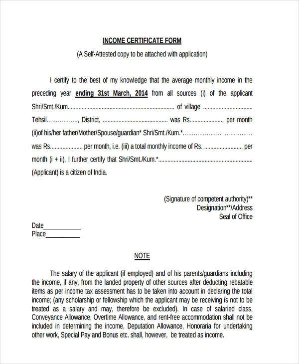 Income Certificate Format Jk J K Revenue Department Sample Request 