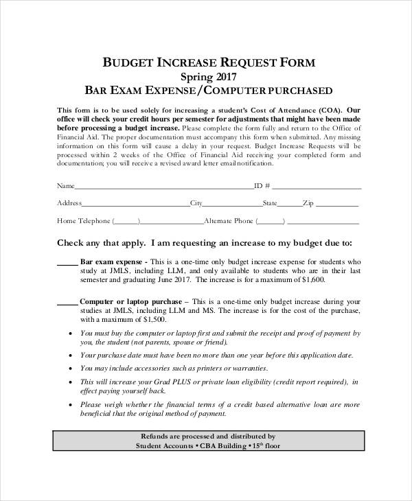 FREE 11+ Sample Budget Request Forms in PDF Excel MS Word