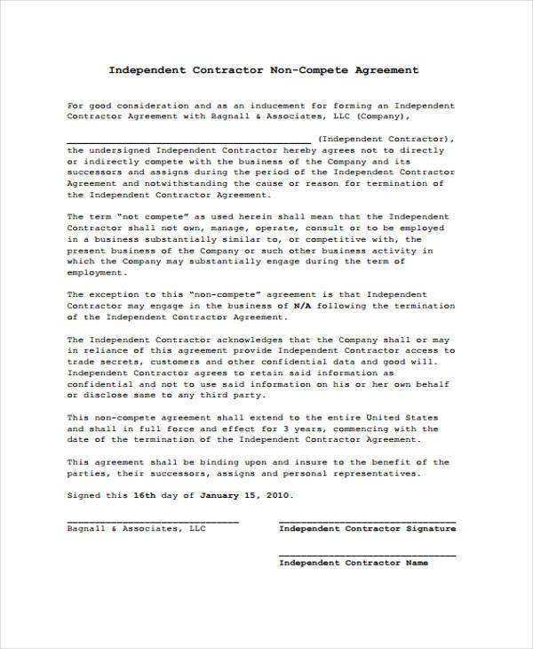 Non Compete Agreement Template Tennessee PDF Template
