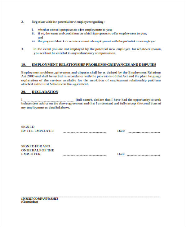 individual employment contract agreement form