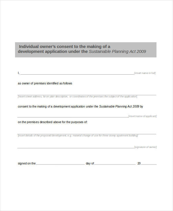 individual owners consent form