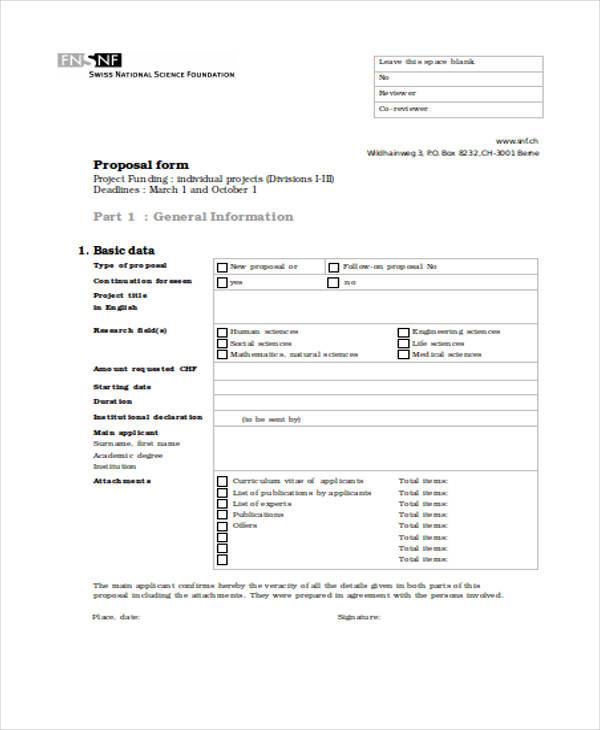 individual project proposal form