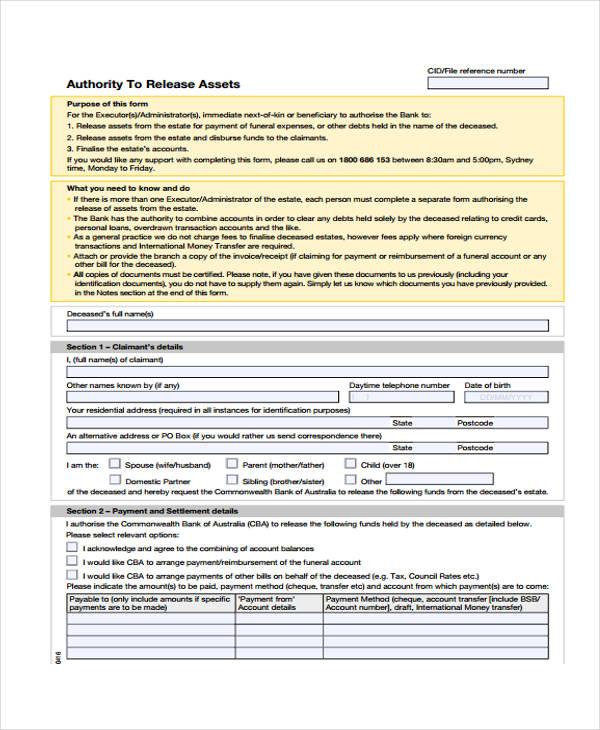 information beneficiary release form