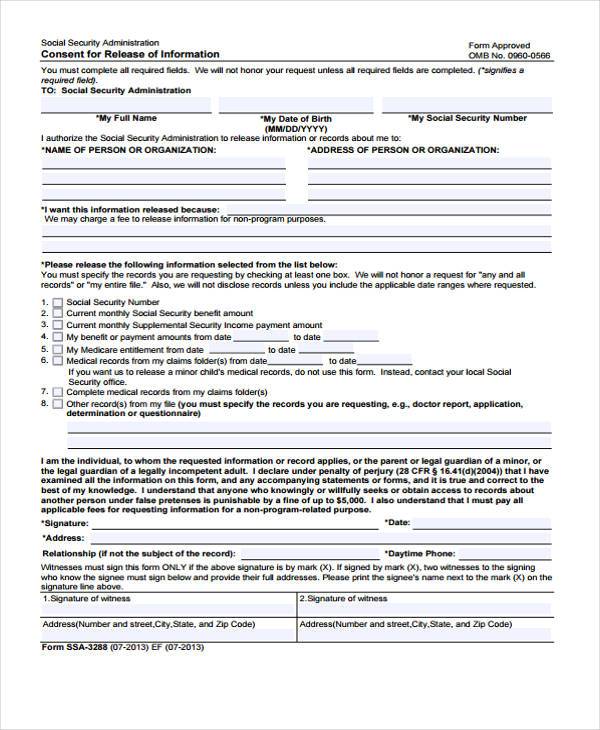 information release consent form template