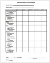 informative speech evaluation form