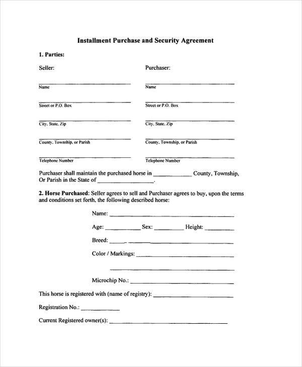 installment purchase agreement form