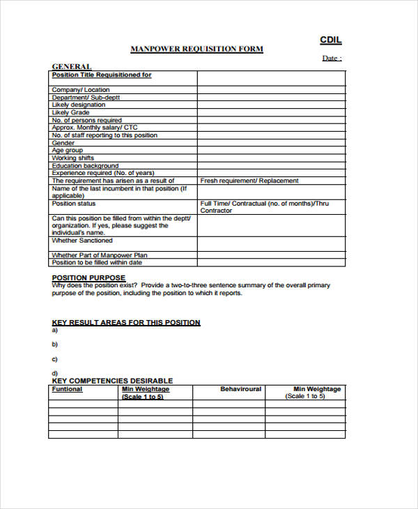 internal manpower requisition form