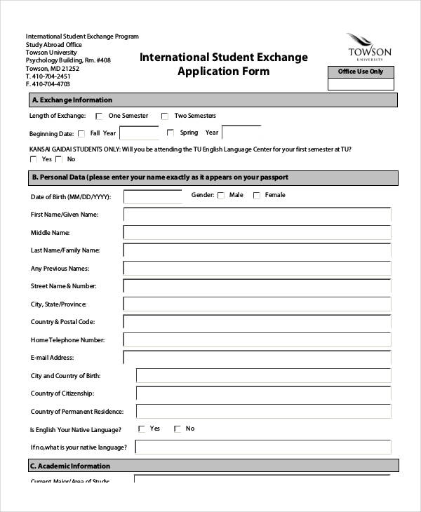 application letter for exchange student