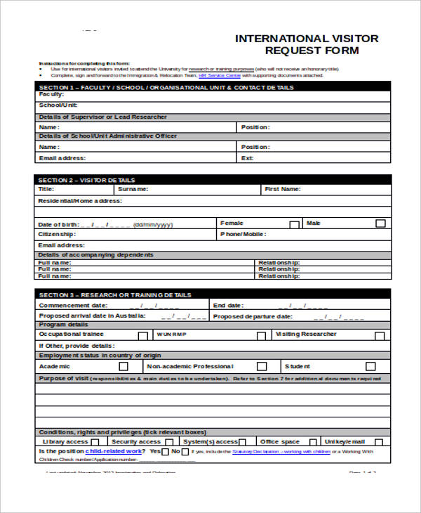 Foreign Visitor Request Form