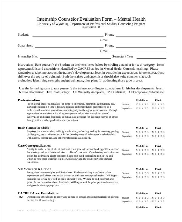 internship counsellor interview evaluation form1