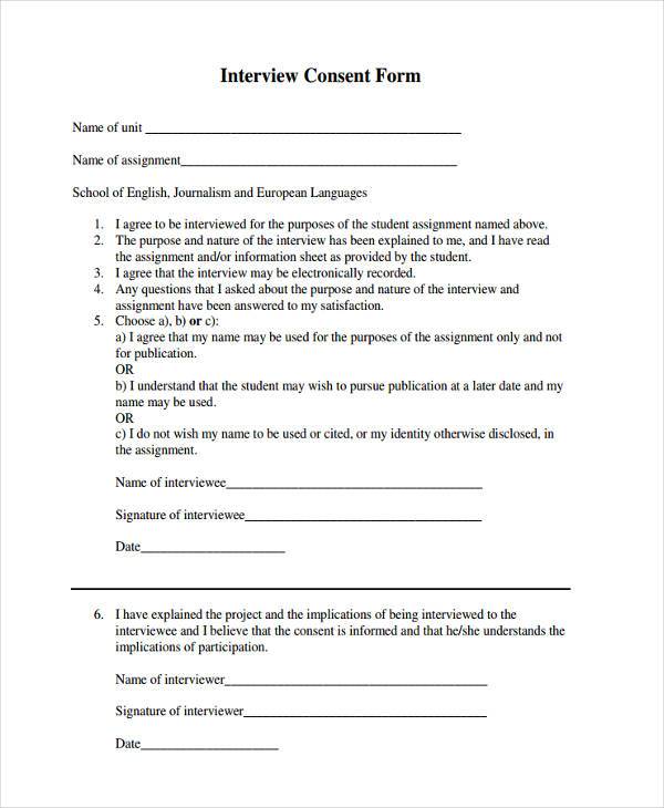 Interview Consent Form Template