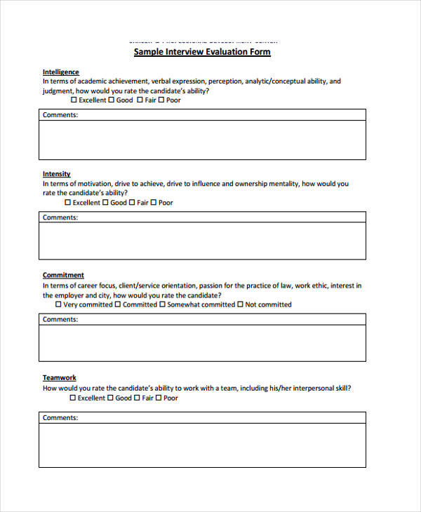 interview evaluation form
