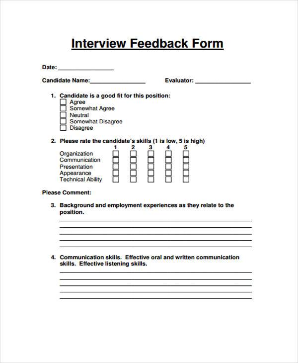 interview feedback form
