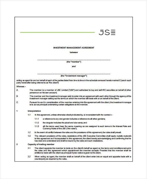 investment management agreement form