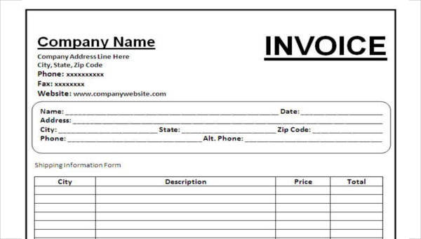 invoice samples in word