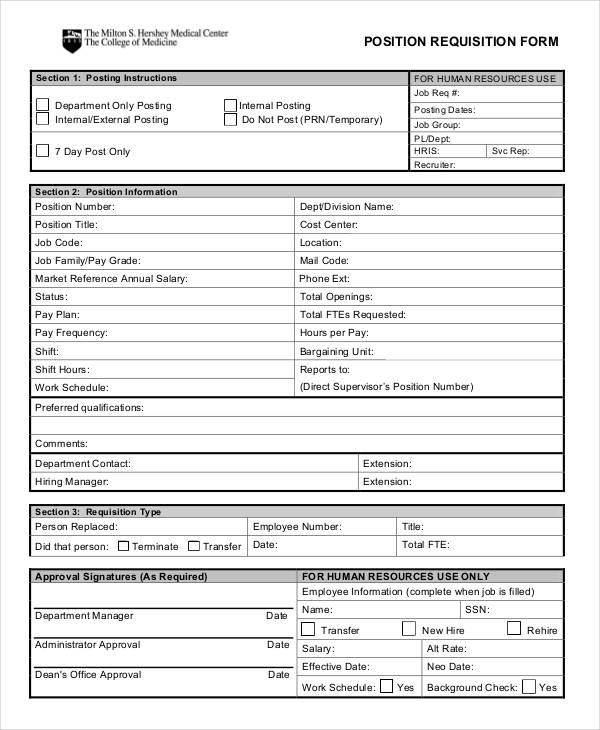 job position requisition form