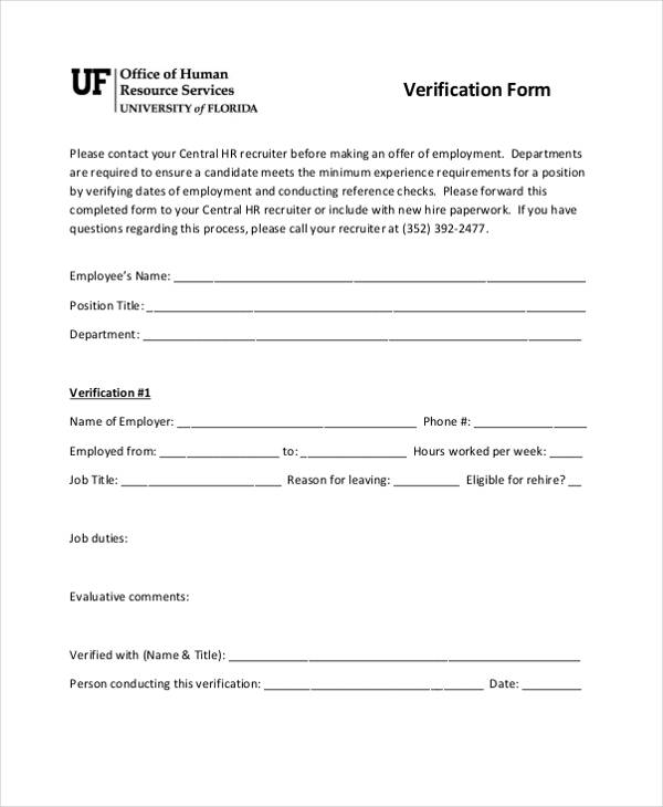 job reference verification form