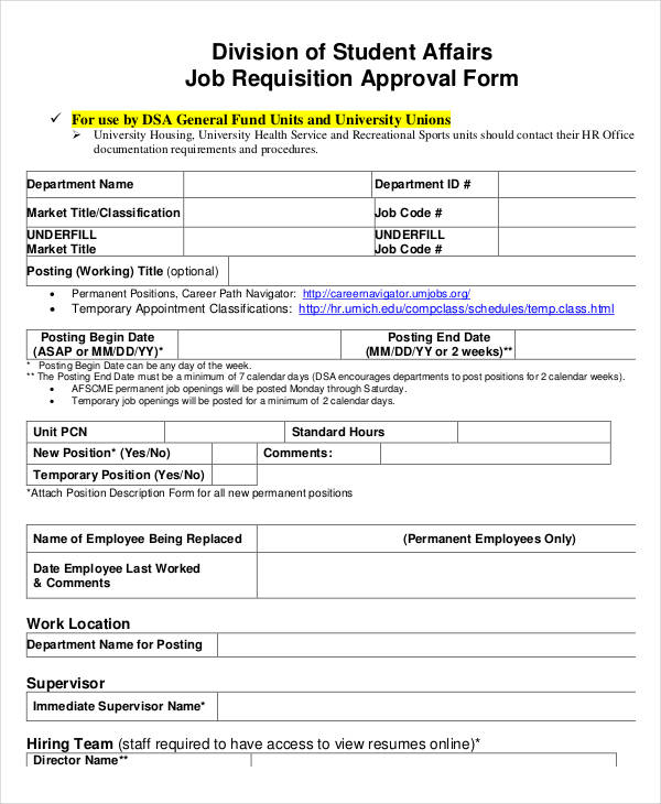 Free 17+ Job Requisition Form Samples, Pdf, Ms Word, Google Docs