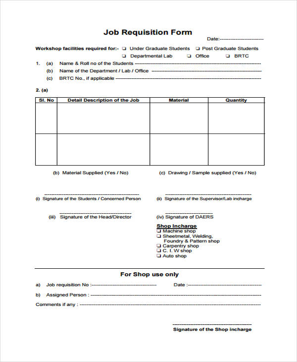 job requisition form free