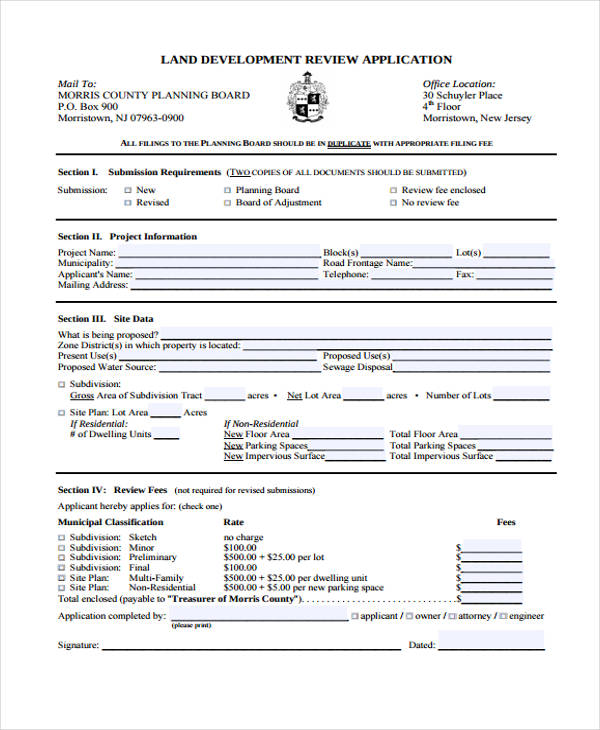 land development review form