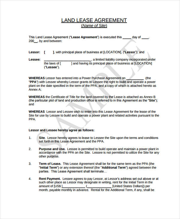 land lease purchase agreement form