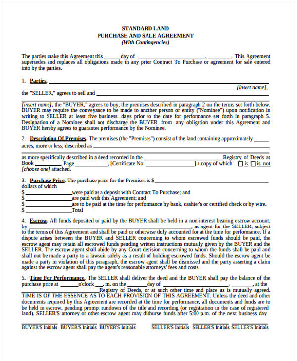 land purchase sale agreement form1