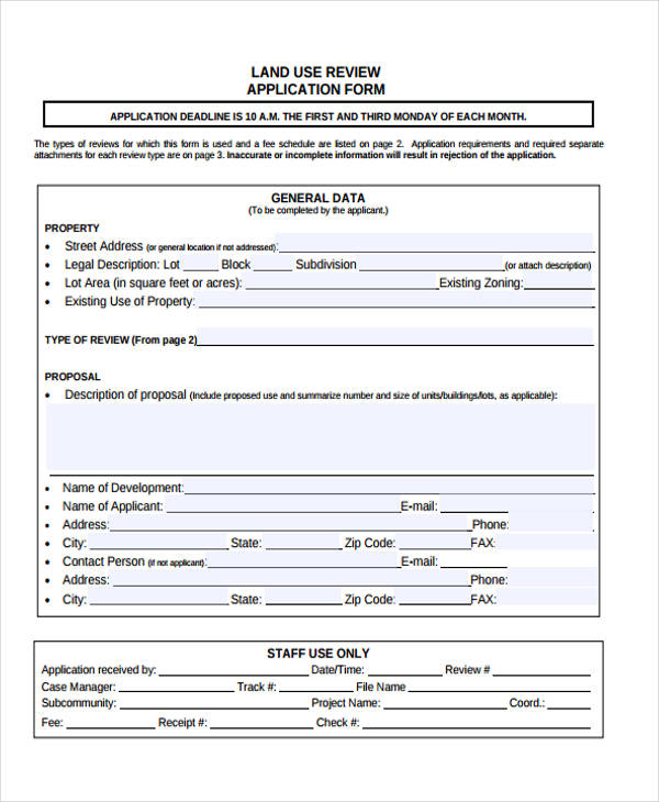 land use review application form