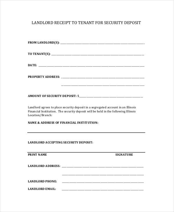 landlord deposit receipt form
