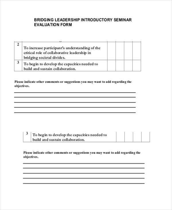leadership introductory training evaluation form
