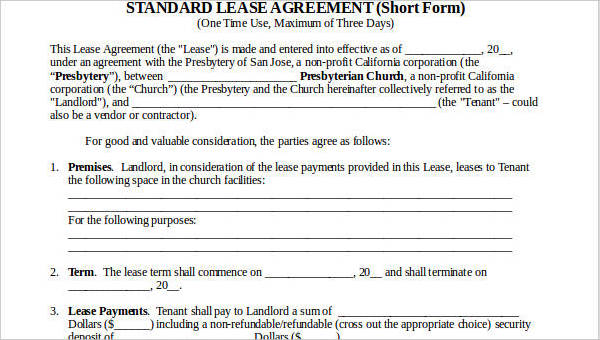 lease agreement form in doc