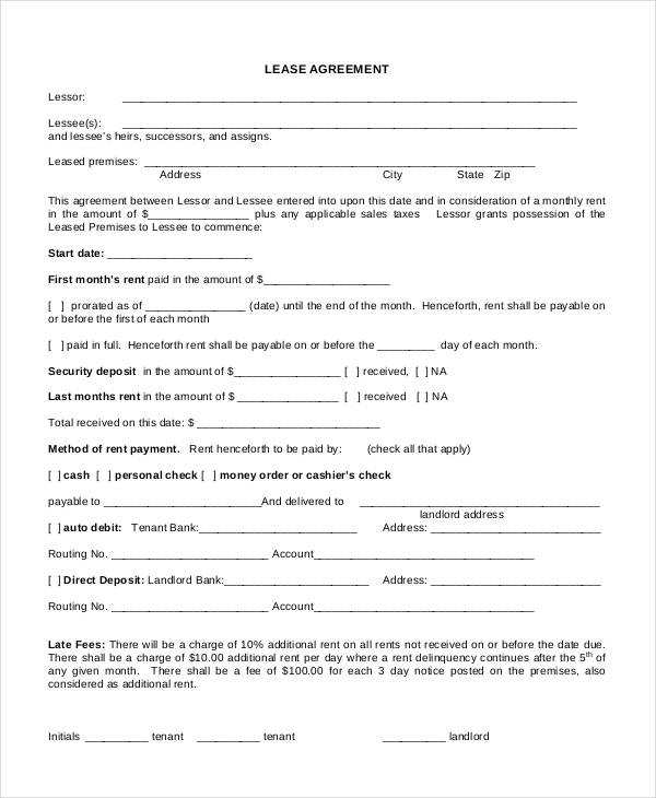 FREE 60+ Lease Agreement Forms in PDF | MS Word