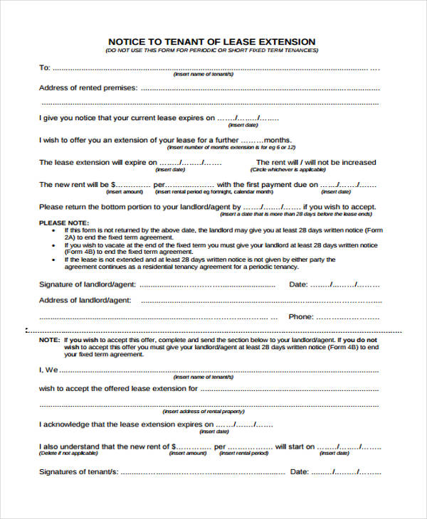 lease notice to vacate form