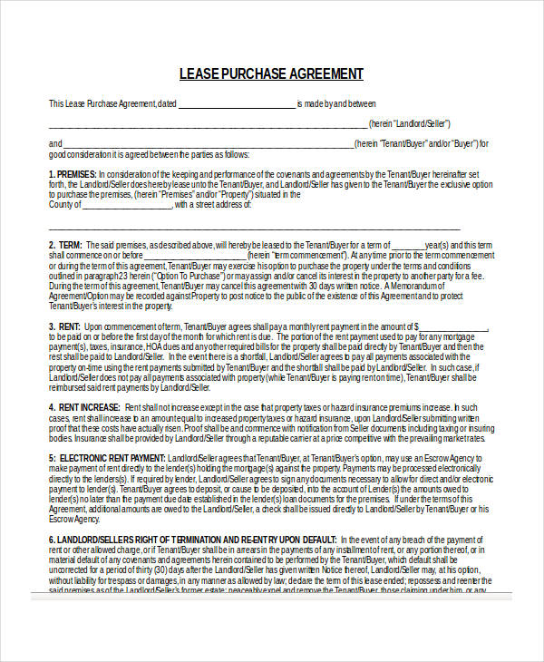 lease purchase agreement form example