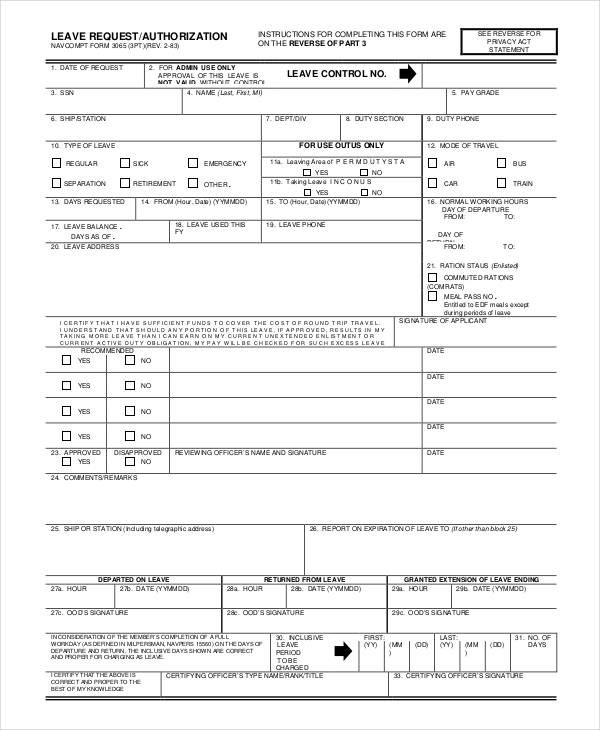 FREE 14+ Sample Leave Authorization Forms in PDF | MS Word