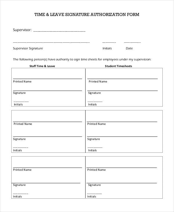 leave signature authorization form