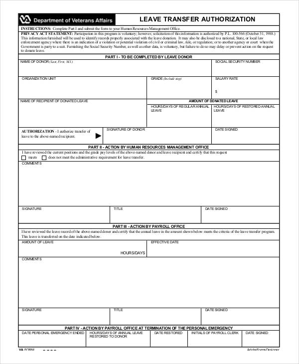 FREE 14+ Sample Leave Authorization Forms in PDF | MS Word