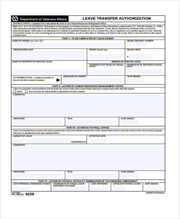 leave transfer authorization form1