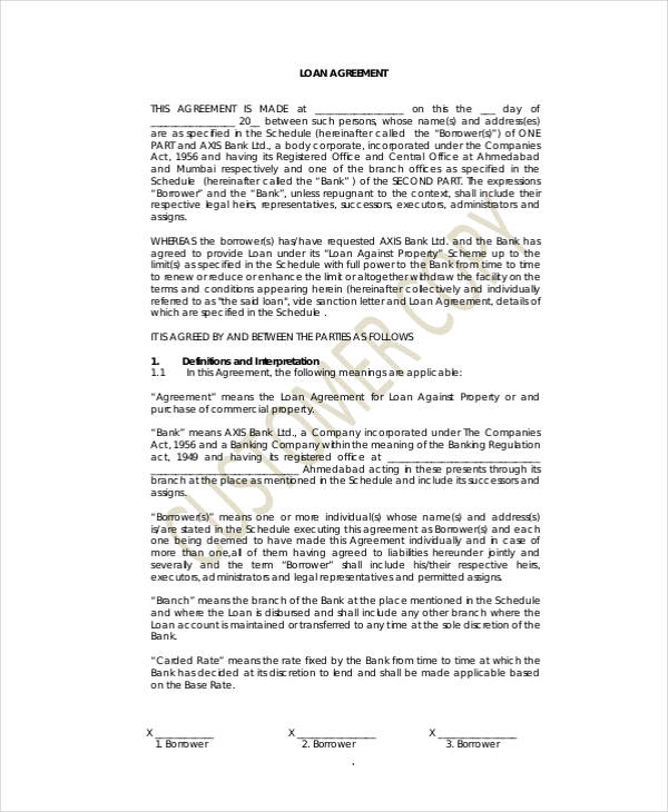 legal personal loan agreement form