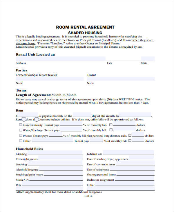 legal rental agreement form