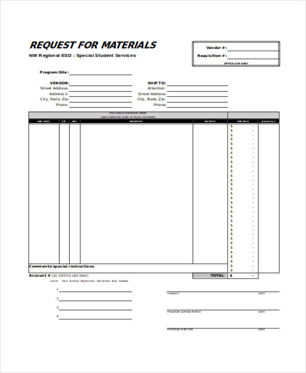library materials requisition form