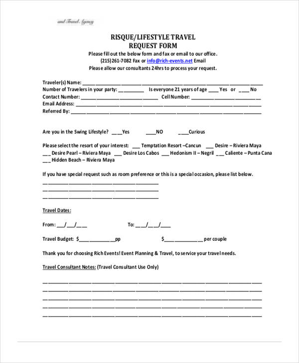 FREE 37+ Travel Request Form Examples in PDF | MS Word | Excel