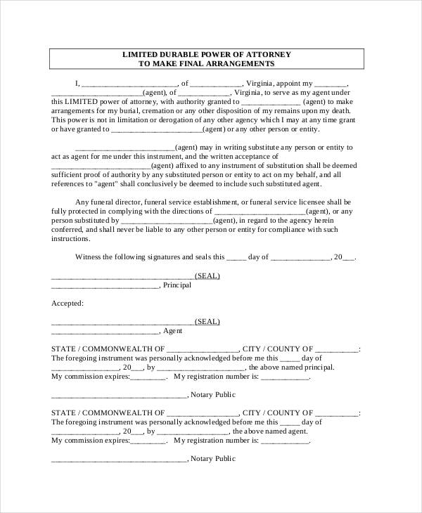 limited durable power of attorney form1