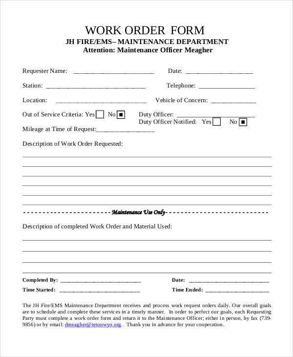 maintenance department work order form6