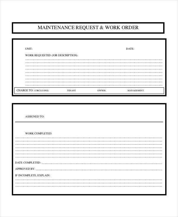 maintenance work order request forms