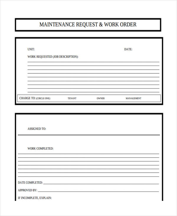 Maintenance Work Order Template