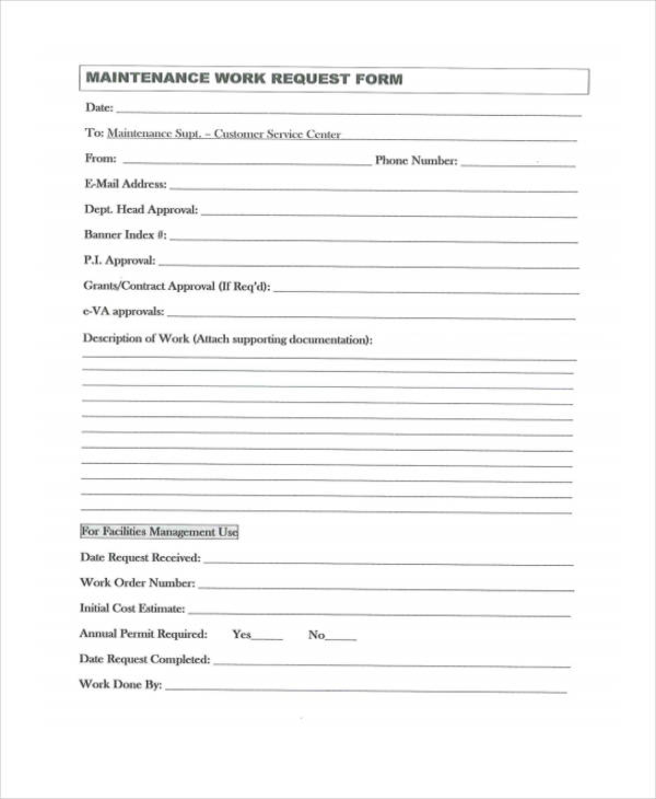 maintenance work request form