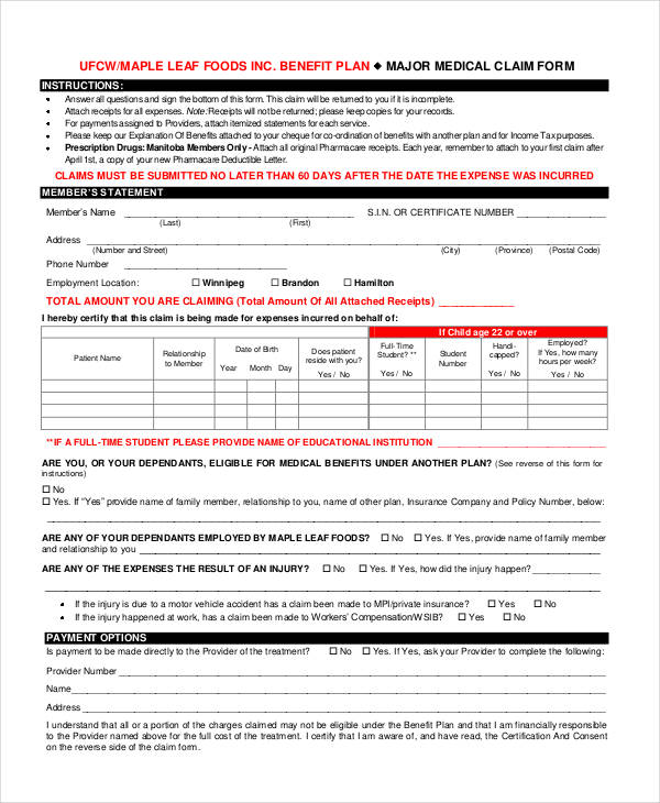 major medical claim form3