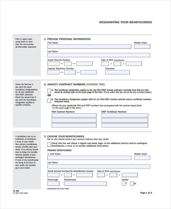 managing beneficiary release form