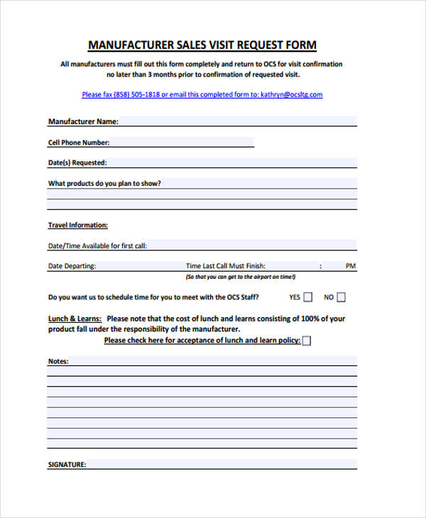 Sample Request Form