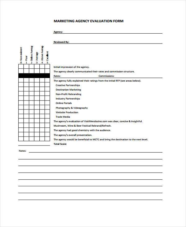 marketing agency evaluation form